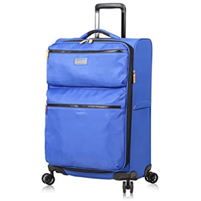 Lucas Designer Luggage Collection - Expandable 28 Inch Softside Bag - Durable Large Ultra Lightweight Checked Suitcase with 8-Rolling Spinner Wheels (Royal Blue)