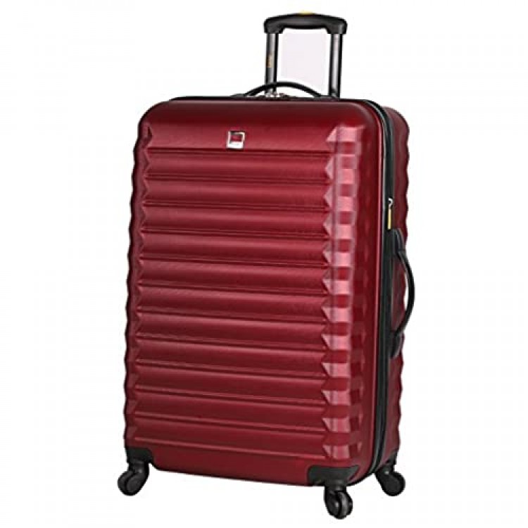 Lucas Treadlight Checked Luggage Collection - 24 Inch Scratch Resistant (ABS + PC) Hard Case Bag - Ultra Lightweight Expandable Large Suitcase With Rolling 4-Spinner Wheels (Burgundy)