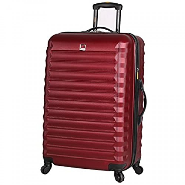 Lucas Treadlight Checked Luggage Collection - 28 Inch Scratch Resistant (ABS + PC) Hard Case Bag - Ultra Lightweight Expandable Large Suitcase With Rolling 4-Spinner Wheels (28in Burgundy)