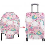 Luggage Cover Rainbow White Unicorn Elastic Travel Suitcase Protector Fits 18-32 Inch