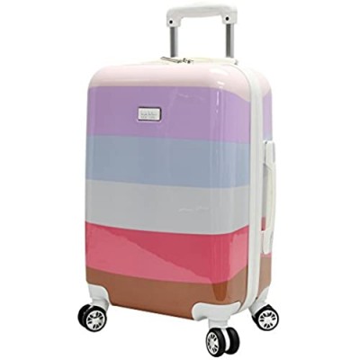 Nicole Miller New York Rainbow Luggage Collection - 20 Inch (ABS+PC) Hardside Carry On Suitcase - Durable Lightweight Bag with 8-Rolling Spinner Wheels (Rainbow Lavender)