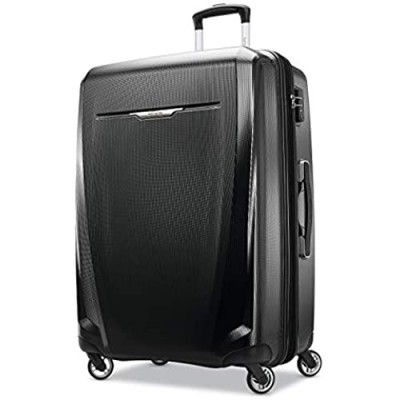 Samsonite Winfield 3 DLX Hardside Expandable Luggage with Spinners  Black  Checked-Large 28-Inch