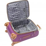 Steve Madden Designer Luggage Collection - Expandable 24 Inch Softside Bag - Durable Mid-sized Lightweight Checked Suitcase with 4-Rolling Spinner Wheels (Global Purple)