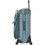 Steve Madden Designer Luggage Collection - Expandable 24 Inch Softside Bag - Durable Mid-sized Lightweight Checked Suitcase with 4-Rolling Spinner Wheels (Legends Turquoise)