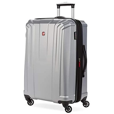 SwissGear 3750 Hardside Expandable Luggage with Spinner Wheels  Silver  Checked-Medium 24-Inch