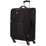 SwissGear 4010 Softside Luggage with Spinner Wheels Black Checked-Medium 23-Inch