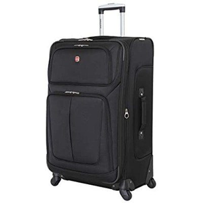 SwissGear Sion Softside Luggage with Spinner Wheels  Black  Checked-Large 29-Inch