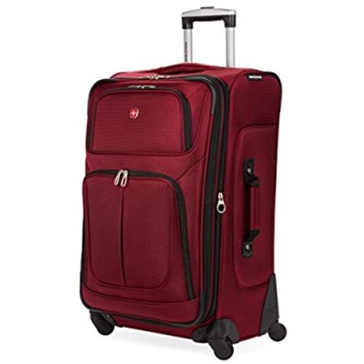 SwissGear Sion Softside Luggage with Spinner Wheels  Burgandy  Checked-Medium 25-Inch