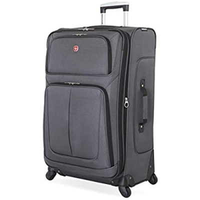 SwissGear Sion Softside Luggage with Spinner Wheels  Dark Grey  Checked-Large 29-Inch