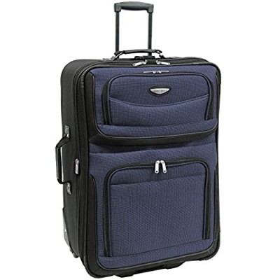 Travel Select Amsterdam Expandable Rolling Upright Luggage  Navy  Checked-Large 29-Inch