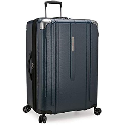 Traveler's Choice New London II Hardside Expandable Spinner Luggage  Navy  Checked-Large 29-Inch