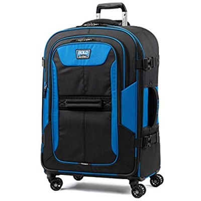 Travelpro Bold-Softside Expandable Luggage with Spinner Wheels  Blue/Black  Checked-Medium 26-Inch