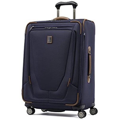 Travelpro Crew 11-Softside Expandable Luggage with Spinner Wheels  Patriot Blue  Checked-Medium 25-Inch