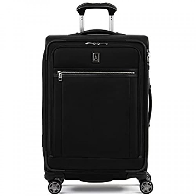 Travelpro Platinum Elite-Softside Expandable Spinner Wheel Luggage Shadow Black Checked-Medium 25-Inch