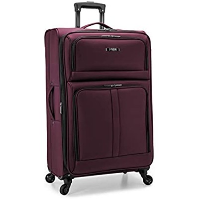 U.S. Traveler Anzio Softside Expandable Spinner Luggage  Burgundy  Checked-Large 30-Inch