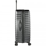 U.S. Traveler Boren Polycarbonate Hardside Rugged Travel Suitcase Luggage with 8 Spinner Wheels Aluminum Handle Black Checked-Large 30-Inch