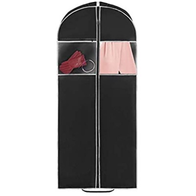 60 inch Black Garment Bag for Suits Dresses and Coats Durable Material with White Trim