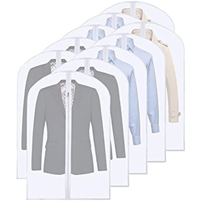 Ampelloo Hanging Garment Bag 10 Pack White Breathable Dust-Proof Clothes Cover Bag w/Full Zipper for Travel/Closet/Storage Suit Clothes  24” x 40”