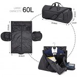 Carry on Garment Bag 60L Large Travel Duffel Bag with Shoes Compartment Convertible Suit Travel Bag Weekender Bag for Men Women