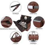 Carry On Garment Bag Waterproof Mens Garment Bag for Travel Business Large Leather Duffel Bag with Shoe Compartment -Brown