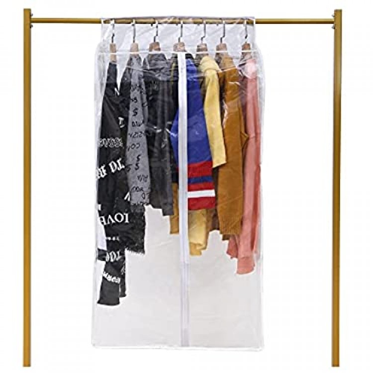 CHUENG Clear Garment Bag for Closet Storage 43 Inch Hanging Clothes Protectors Dust Proof Coat Covers Suit Bags Heavy Duty Lightweight Clear Pack of 1