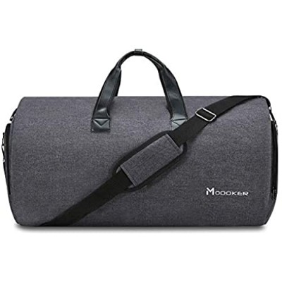 Convertible Garment Bag with Shoulder Strap  Modoker Carry on Garment Duffel Bag for Men Women - 2 in 1 Hanging Suitcase Suit Travel Bags (Black)