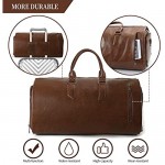 Convertible Leather Garment Bag with Shoes Compartment Large Carry on Duffel Bag for Men Women - Waterproof Travel Weekender Suit Bag Brown