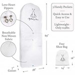 Garment Bag for Wedding Dress-Bridal Cover for Your Long Evening Gown Perfect for Storage & Travel Easy Access Zipper & Gusset 3 Pockets for Accessories including Shoe Bag – 69X28 Inches