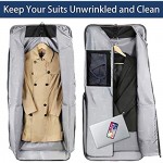 Garment Bags for Travel Carry On Garment Bag for Business Trips with Shoulder Strap Mancro Waterproof Foldable Luggage Hanging Suit Bags Gift for Men Women 2 in 1 Suitcase for Coats Suits (Black)