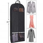 KIMBORA 54 Trifold Dress Garment Bags for Travel Gusseted Suit Cover with 2 Large Mesh Shoe Pockets (Black)