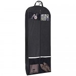 KIMBORA 54 Trifold Dress Garment Bags for Travel Gusseted Suit Cover with 2 Large Mesh Shoe Pockets (Black)