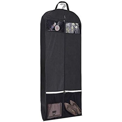 KIMBORA 54" Trifold Dress Garment Bags for Travel Gusseted Suit Cover with 2 Large Mesh Shoe Pockets (Black)