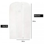 L-Pack White Long Dress Garment Bag 59 inch Breathable Storage Protector Bags Clothes Carry Cover
