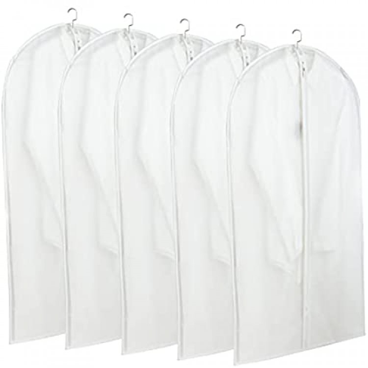 MARMINS 5 Pack Garment Bags for Skirt 23.3'' X 43'' Suit Bag for Storage Lightweight Full Zipper Hanging Translucent Clothes Bags