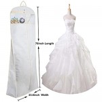 MISSLO 70 Bridal Wedding Gown Dress Garment Bag with Accessories Pouch Large Travel Garment Cover 8 Gusset (White)