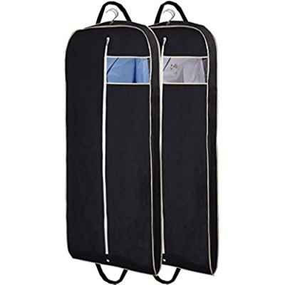 MISSLO Breathable 54" Long Suit Dress Black Garment Bag Gusseted  2 Pack
