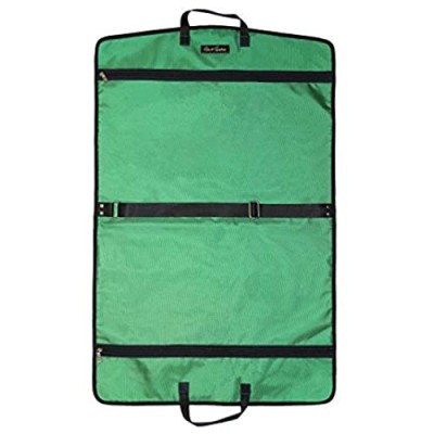 RGA Garment Bag for Travel (Green) – Breathable Carrier Bag w/Top Handles for Suits & Coats – 40” Heavy Duty Garment Bag w/Adjustable Shoulder Strap  Black Trim & Zippers  25.25” W x 40" H