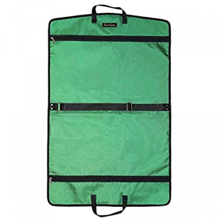 RGA Garment Bag for Travel (Green) – Breathable Carrier Bag w/Top Handles for Suits & Coats – 40” Heavy Duty Garment Bag w/Adjustable Shoulder Strap Black Trim & Zippers 25.25” W x 40 H