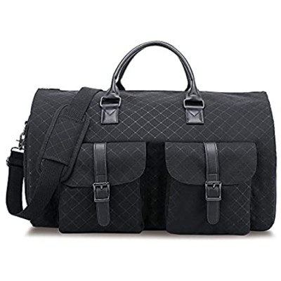 RUIMA Garment Bags 2 in 1 Convertible Travel Duffel Bags Waterproof Suit Carrier Foldable Handing Bag with Shoulder Strap Composite Oxford for Men (Black)
