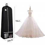 SLEEPING LAMB 72 Bridal Wedding Gown Dress Garment Bag 15 Gusseted Garment Cover Shoe Pockets Travel Garment Storage Bag for Prom Evening Gowns Black