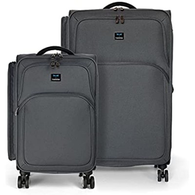 Travolution Garment Rack Luggage 28 inch + 22 inch Combination with Spinner Wheels  Expandable Travel Rolling Upright Luggage  Lightweight Softside Luggage  Gray