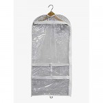 TUVAINC Clear Dance Costume Zipper Garment Bag with Multiple Pockets (White Trim 18.5 x 36 Inches)