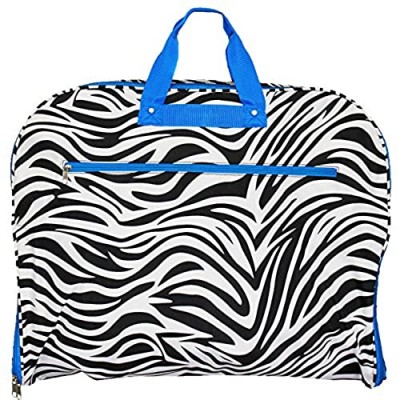 World Traveler 40 Inch Hanging Garment Bag  Blue Trim Zebra  One Size