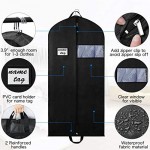Zilink Black Garment Bags Suit Bags for Travel 54 inch Breathable Dresses Cover Bag with Gusseted Clear Window and ID Card Holder for Suit Coat Dress Set of 2