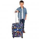Bixbee Kids Luggage Kids Luggage with Wheels for Girls & Boys with Telescoping Pullout Handle Strap and Pockets- Lightweight Kids Suitcase & Carry On Bag for Airport Travel Overnight in Blue