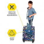 Bixbee Kids Luggage Kids Luggage with Wheels for Girls & Boys with Telescoping Pullout Handle Strap and Pockets- Lightweight Kids Suitcase & Carry On Bag for Airport Travel Overnight in Blue