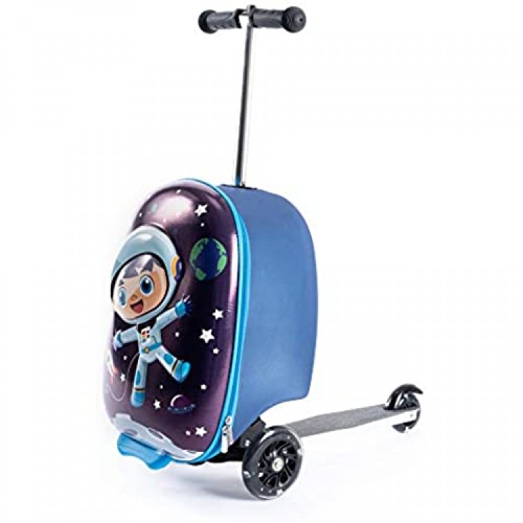 Kiddietotes 3-D Lightweight Hardshell Carry-on Scooter Suitcase - LED Light Up Wheels