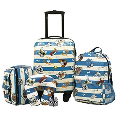 Travelers Club Kids' 5 Piece Luggage Travel Set  Cool Dog