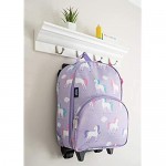 Wildkin Kids Rolling Luggage for Boys and Girls Carry on Luggage Size is Perfect for School and Overnight Travel Measures 16 x 12 x 6 Inches BPA-free Olive Kids (Unicorn)