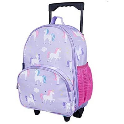 Wildkin Kids Rolling Luggage for Boys and Girls  Carry on Luggage Size is Perfect for School and Overnight Travel  Measures 16 x 12 x 6 Inches  BPA-free  Olive Kids (Unicorn)